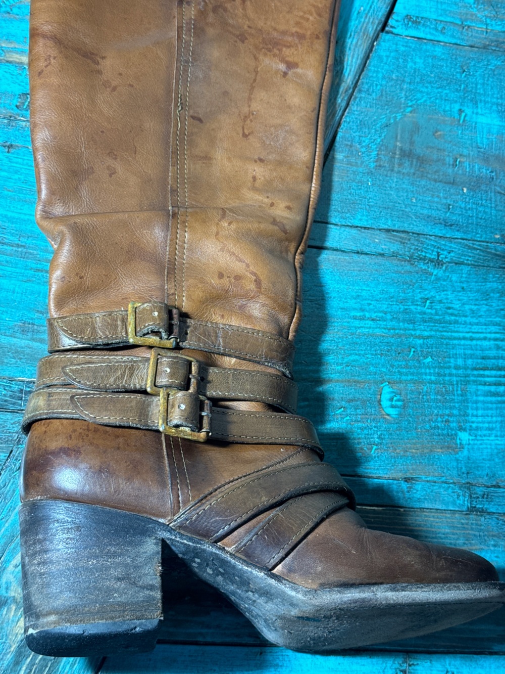 Freebird by Steven | Jules Buckle Leather Boots Size 8 Distressed - Picture 3 of 16